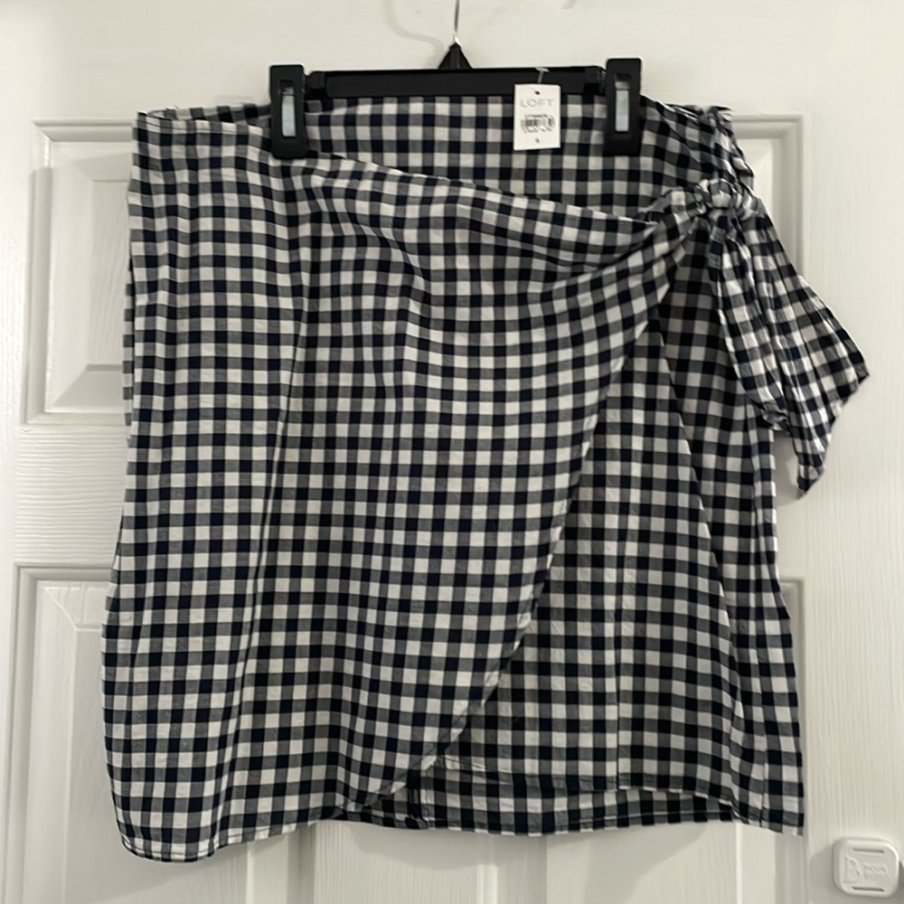 Loft plaid wrap skirt